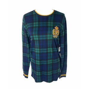 Polo Ralph Lauren Men's Logo Crest blue and green Waffle Pajama Shirt